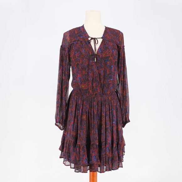 CLEOBELLA Nisha Mini Dress Paisley Lightweight Viscose Chiffon Size M - Picture 3 of 9